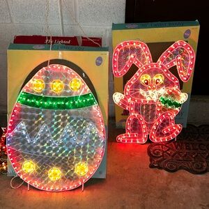 30in Lighted Holographic Bunny & Easter Egg